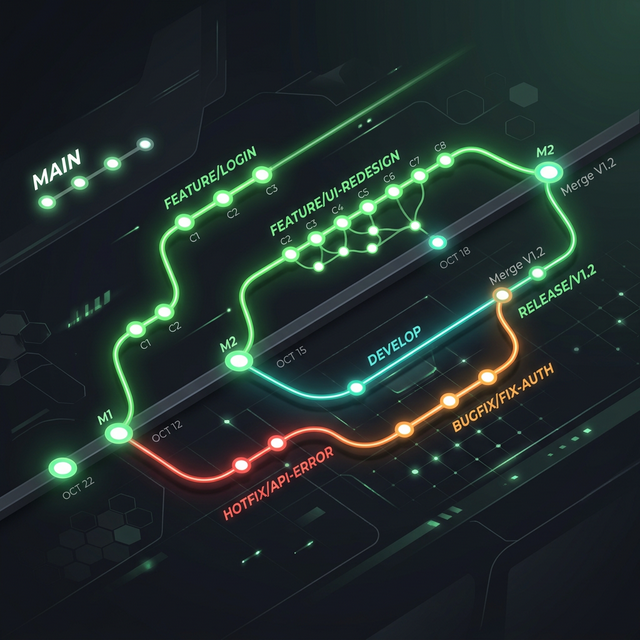 Gitのブランチ戦略の概念図
